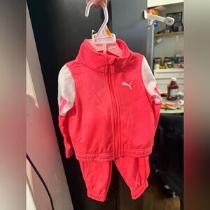 Puma Vibrant Pink and White Kids Tracksuit